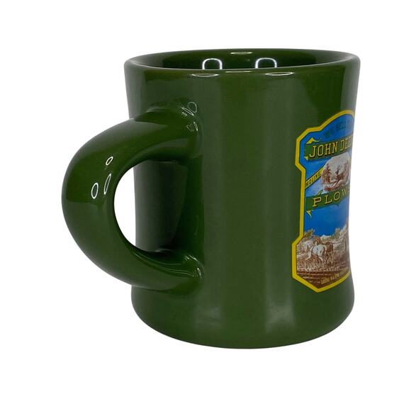 JOHN DEERE Tractor Plow Coffee Mug Green Ceramic 12oz Farm Equipment Collectible - Picture 2 of 6